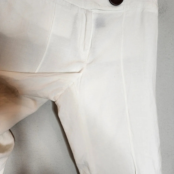 Larry Levine linen rayon white cropped wideleg pants.  Size 6 - Picture 7 of 14